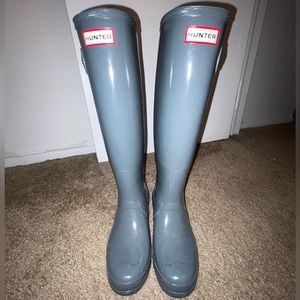 Hunter Tall Gloss RARE Luna Gray Graphite Boots